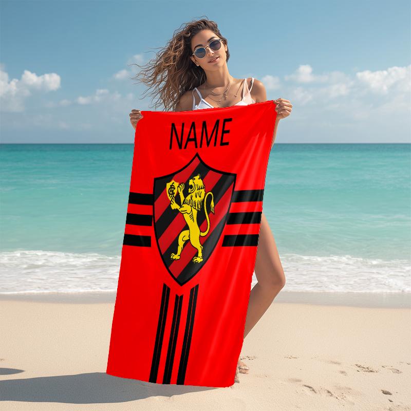 Personalized Lion Crest Emblem Beach Towel Microfiber Beach Towel Thin Absorbent for Beach Swimming Yoga Bath Sports. 0910148