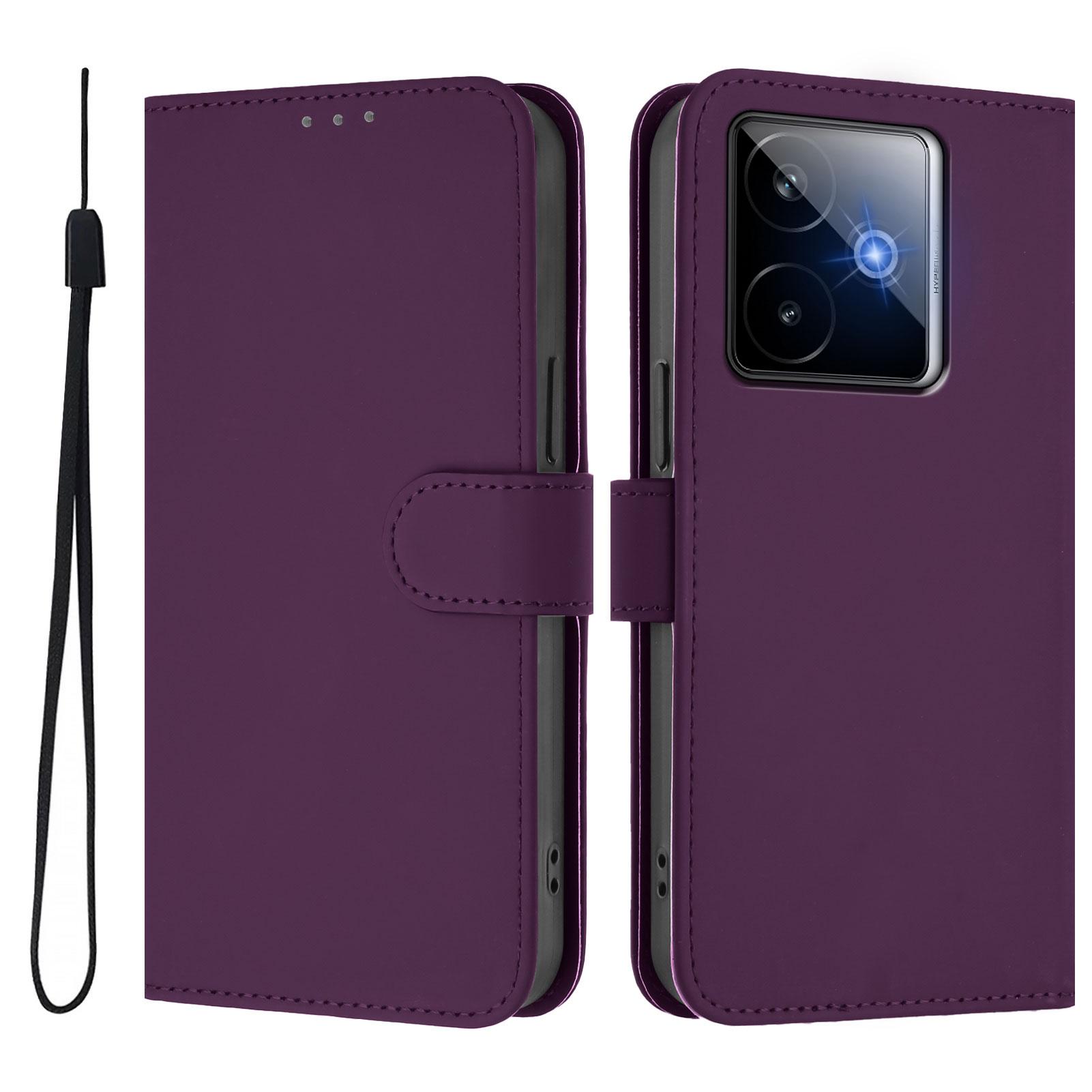 

For Realme GT7 Pro Racing 5G Case Solid Color Wallet Leather Phone Cover with Strap Voilet