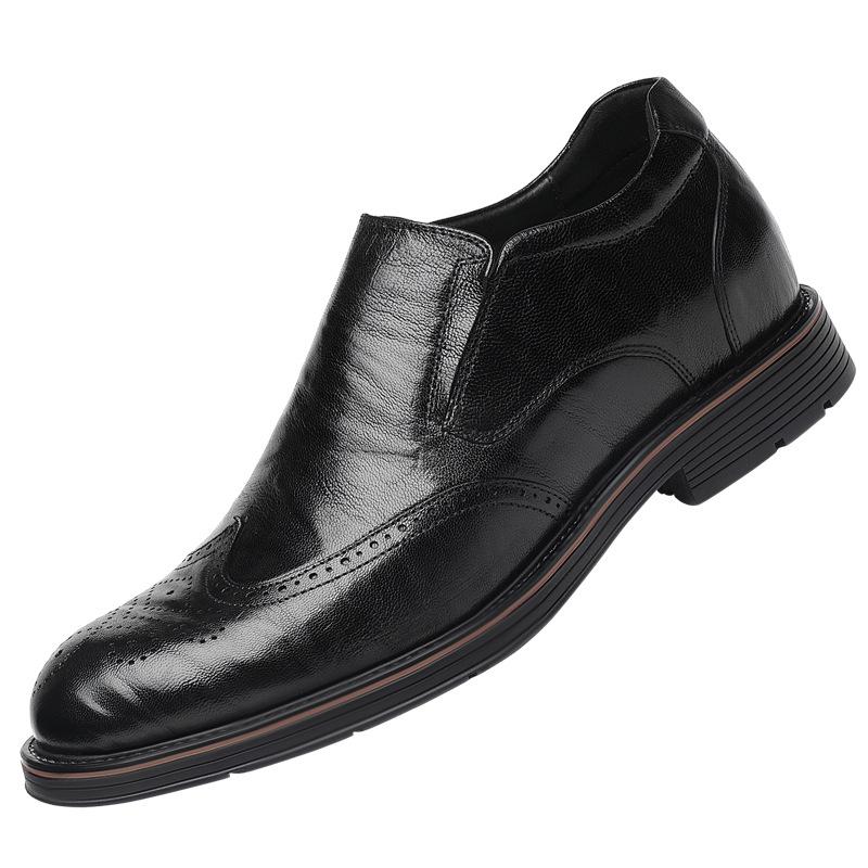 First layer sheepskin Brock men's leather shoes business dress heightening shoes one pedal foot cover casual beef tendon sole men's shoes