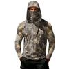 Men's Casual Leaf Camouflage Print Hooded Long Sleeve Sun Protection Shirt Lightweight Breathable Outdoor Top with Zipper Pocket