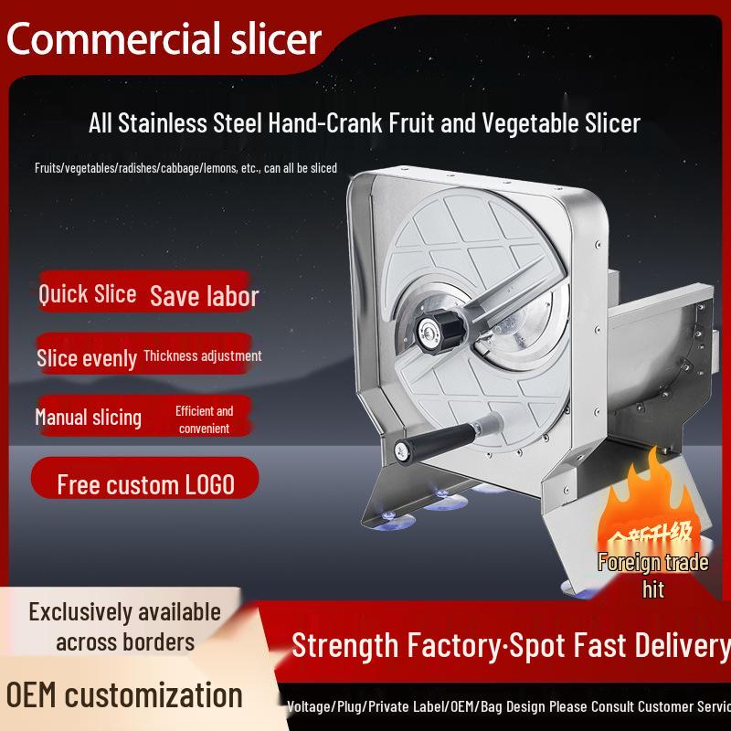 Multi-functional Stainless Steel Hand-Crank Slicer for Fruits and Vegetables