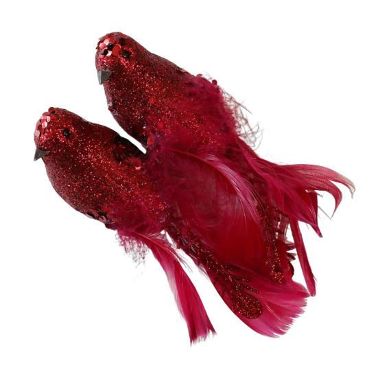 2 Pcs Artificial Simulation Birds Ornament Glitter Feathered Bird Christmas Tree Ornaments Clip Foam Fake Birds for Wreath Garland Crafts Tree Decor