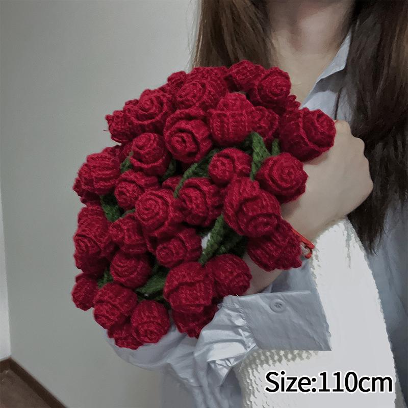 Finished Crochet Flower Rose Bouquet Blanket Handmade Romantic Knitted Rose Floral Bed Throw Blankets Birthday Wedding Gifts