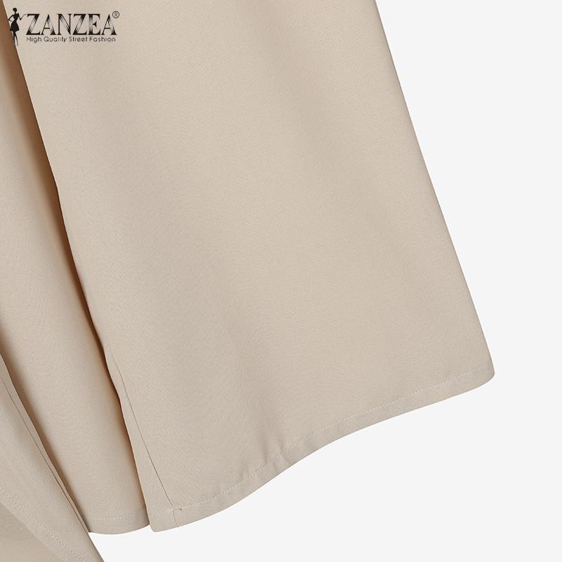 ZANZEA Women Short Sleeve Long T-shirt and Cropped Pants Casual Two Piece Suit Sets