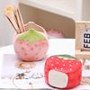 Toothbrush Holder Strawberry Pen Holder for Desk Cute Pink Vase Decor Makeup Brush Pencil Holder Kawaii Desk Accessories Aesthetic Office Home Decor