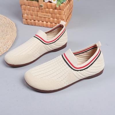 Fliegende gewebte atmungsaktive Damen-Einzelschuhe 2025 Sommer neue flachsohlige weichsohlige Ein-Pedal-Slipper modische lässige Doudou-Schuhe