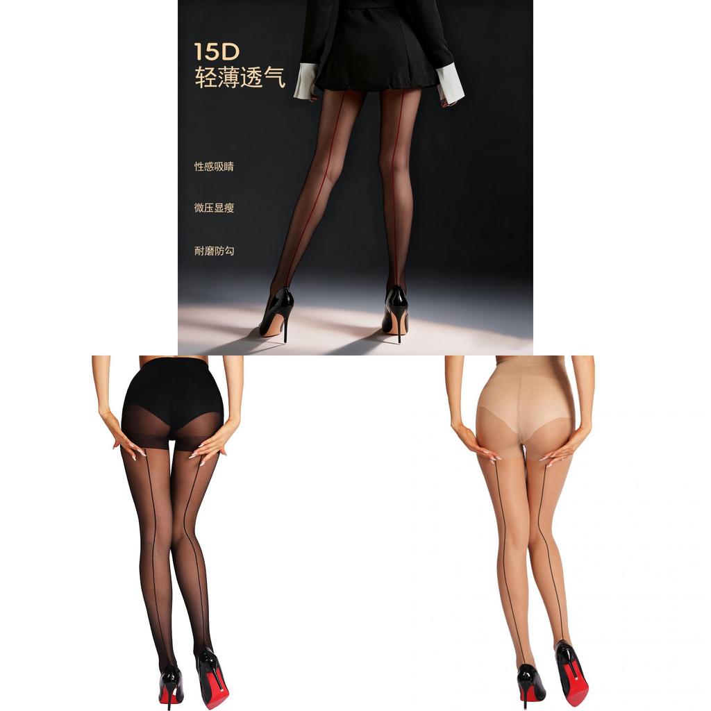 Black Sheer Stockings With Stripes For Women Summer Fashion Stockings Hosiery Tights