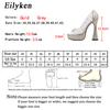 Fashion Eilyken New Design PVC Transparent Rhinestone Platform Women Pumps Fashion Peep Toes Cover High Heel Party Wedding Female Shoes