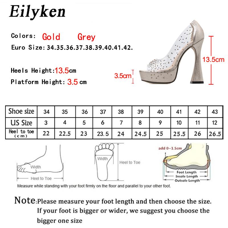 Eilyken New Design PVC Transparent Rhinestone Platform Women Pumps Peep Toes Cover High Heel Party Wedding Female Shoes