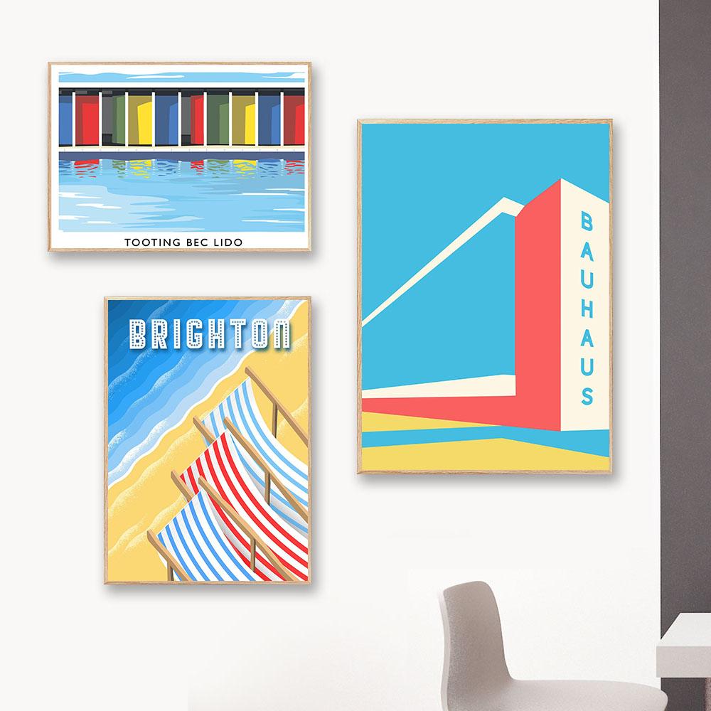 Poster Mostra Architettura Bauhaus Dessau Brutalismo Arte da Parete Immagine Pittura su Tela Poster e Stampe per Stanza Decorazione Casa