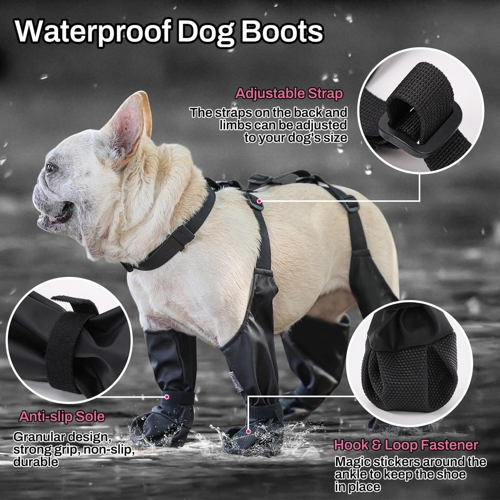 Anti-Slip Dog Shoes Pet Paw Dog Rain Booties Dirty-proof Anti-fall Dog Outdoor Suspender Sock Shoes Winter Waterproof Dog Boots