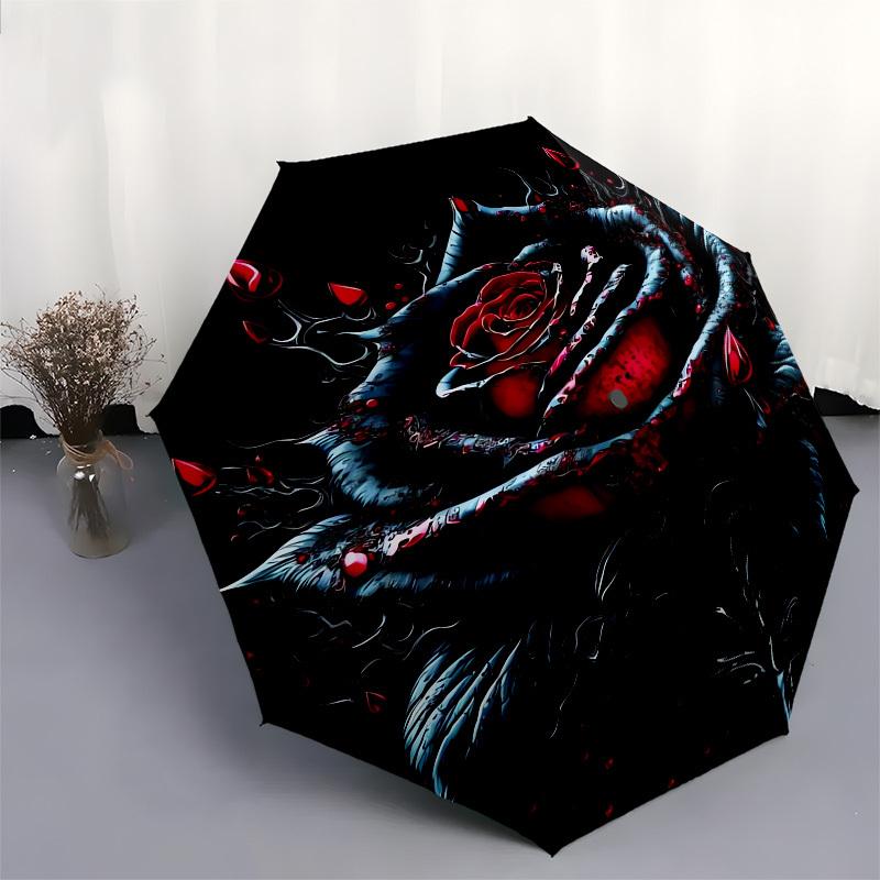 1pc Gothic Rose with Blood Droplets Umbrella with Plastic Handle,Suitable for All Seasons UmbrellaPT557