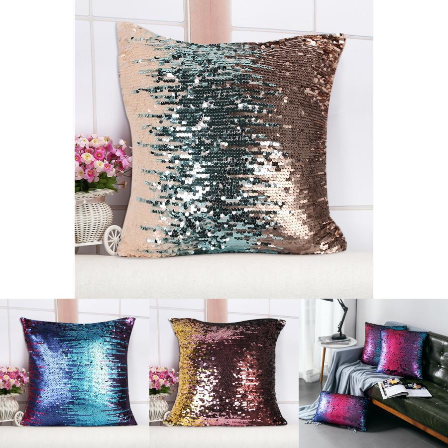 Luxurious Sequin Pillow Cover Double-sided Reversible Meteor Shower Design For Sofa Or Bedroom Decor