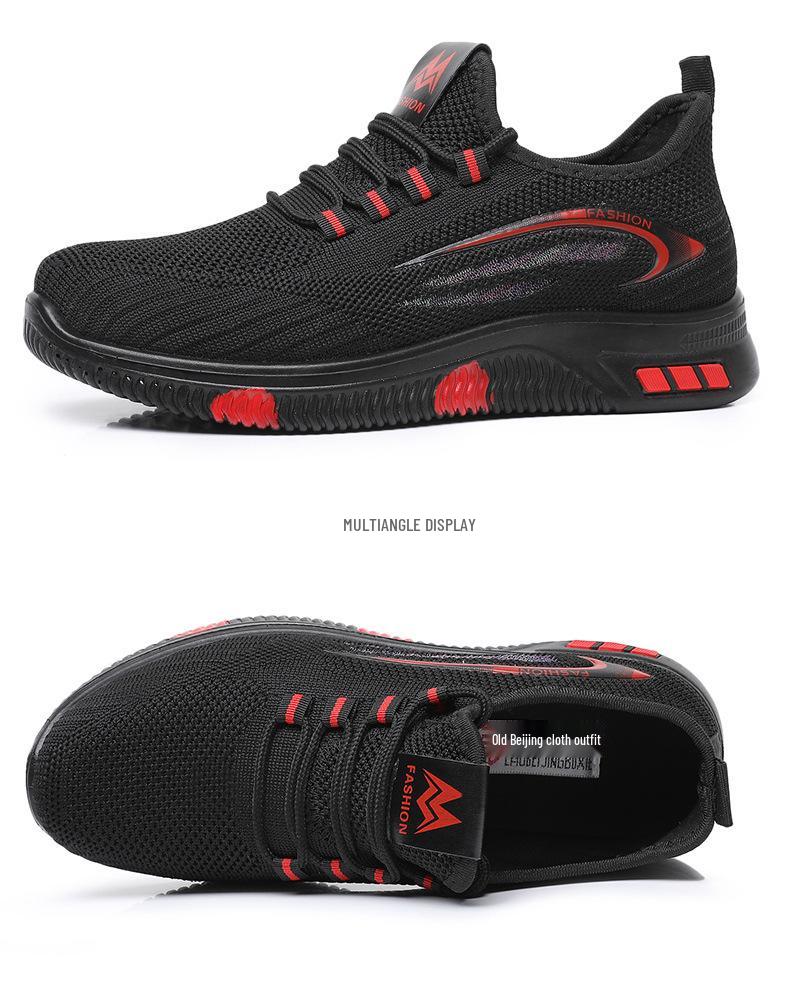 Women's Old Beijing Flyknit Non-slip Walking Shoes - Soft Sole, Lightweight Casual Footwear for Kitchen, Work, and Everyday Use.