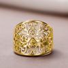 Huitan Hollow Out Aesthetic Ring for Women Gold Color/Silver Color Simple Stylish Lady Accessories Party Daily Statement Jewelry
