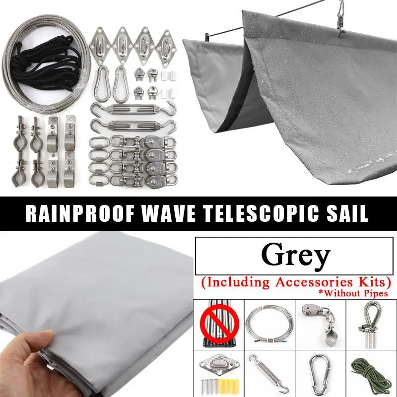 Grey Waterproof Telescopic Sunshade Net Garden Gazebo Canopy Pergola Sun Shelter Polyester Fabric Sunshade Sail Outdoor Awning