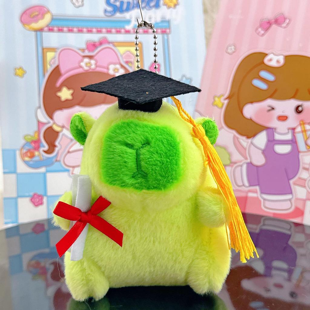 Xiaohongshu Capybara Plush Keychain & Graduation Cap Doll Pendant