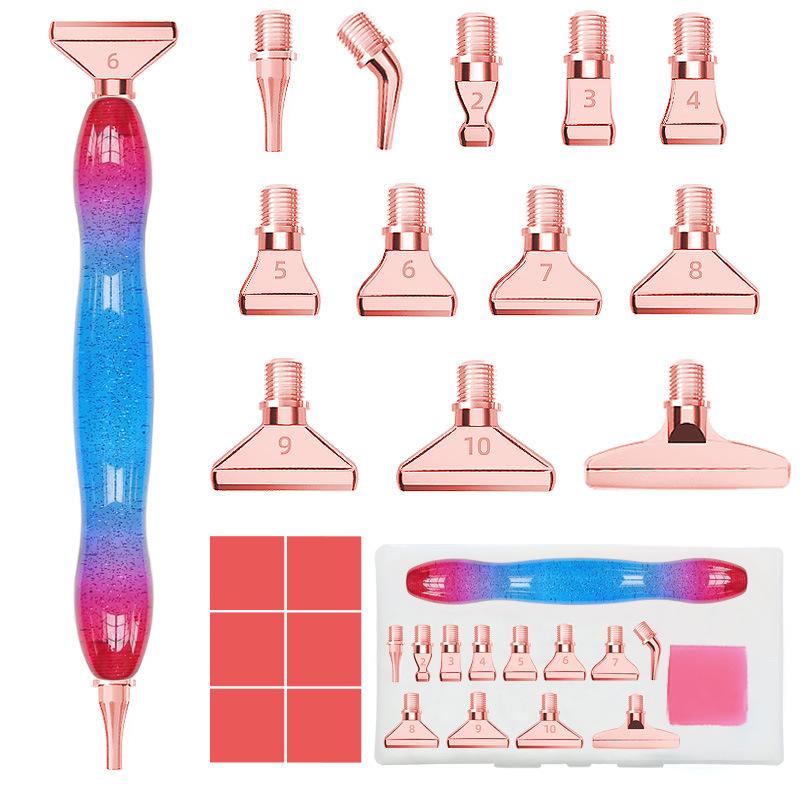 5D Diamond Painting Tool Resin Point Drill Pen Diamond Painting Pen with Thread Design Multi-placer Pen Heads Kits