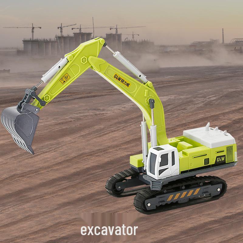 Children's Alloy Excavator Toy with Bucket & Drilling Machine for Boys Ages 2-5