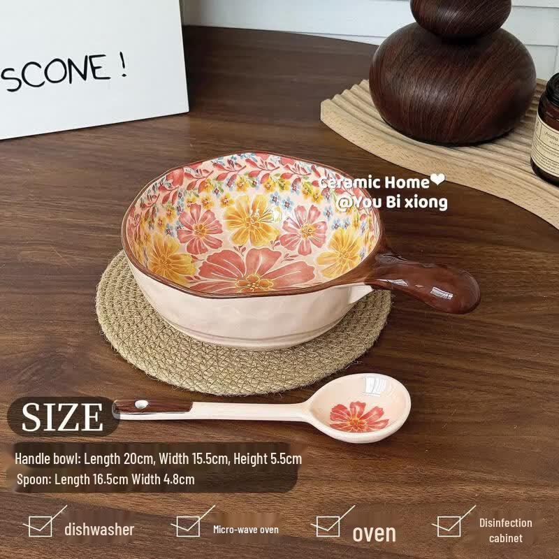 Cartoon Dandelion Ceramic Handle Bowl