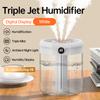 USB Digital Display 2-Liter Silent Humidifier Disinfection Night Light Three-Spray Modes Pregnant Women Offices Household Hotels