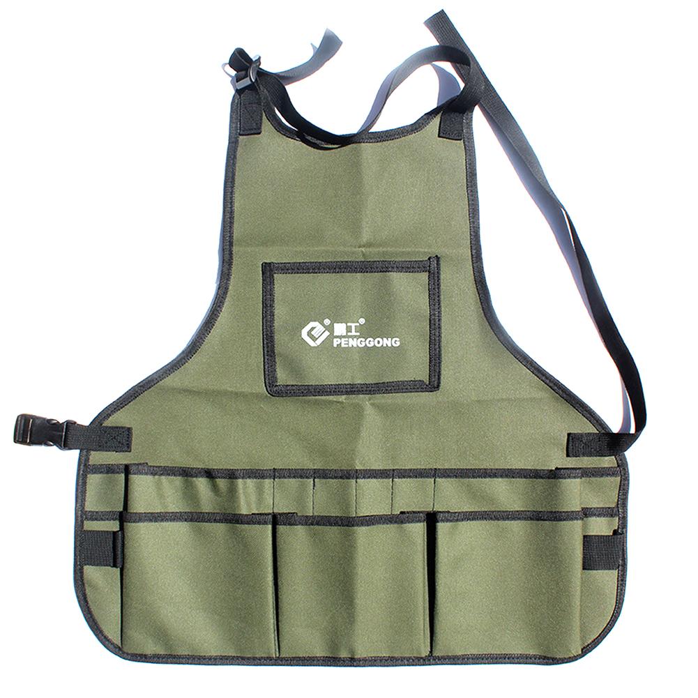 Woodworking Apron Oxford Cloth with Multi-pocket Heavy Duty Work Apron Waterproof Strap Adjustable Valentines Day Gifts for Him армия зеленый