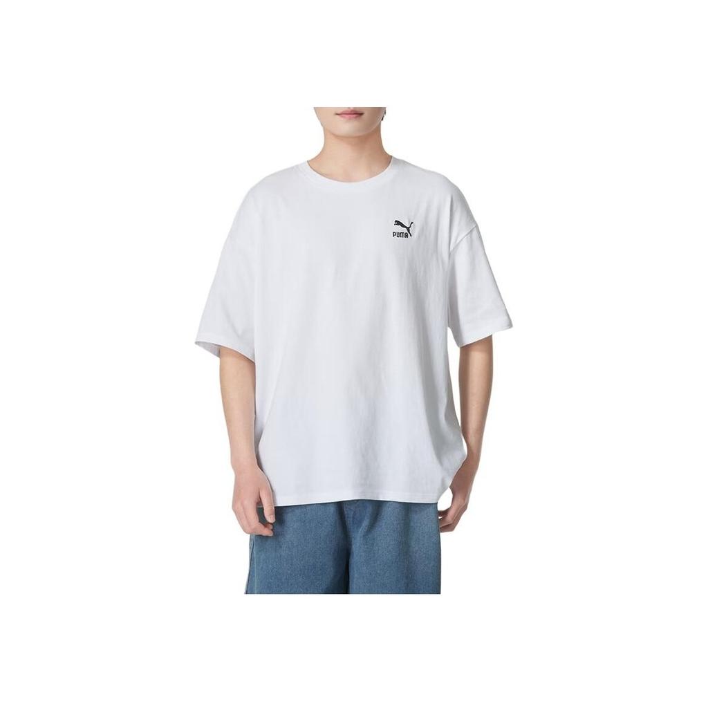 Puma Logo-Druck Rundhals-Pullover Outdoor-Sport Kurzarm-T-Shirt Unisex-T-Shirt Weiß 627004-02