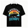 Cruising Is My Therapy Graphic T‑Shirt Unisex Retro Sunset Cruise Vacation Tee