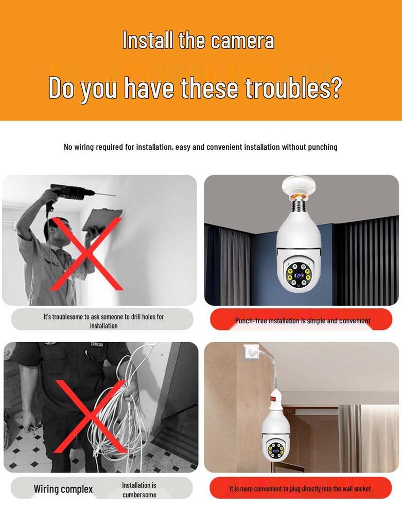 OKAM Little Eagle Wireless Panoramic Light Bulb Camera with Mobile Tracking and Alarm