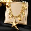 DIEYURO 316L Stainless Steel Irregular Starfish Conch Turtle Multi Pendant Necklace Lady Fashion Ocean Neck Chain Jewelry