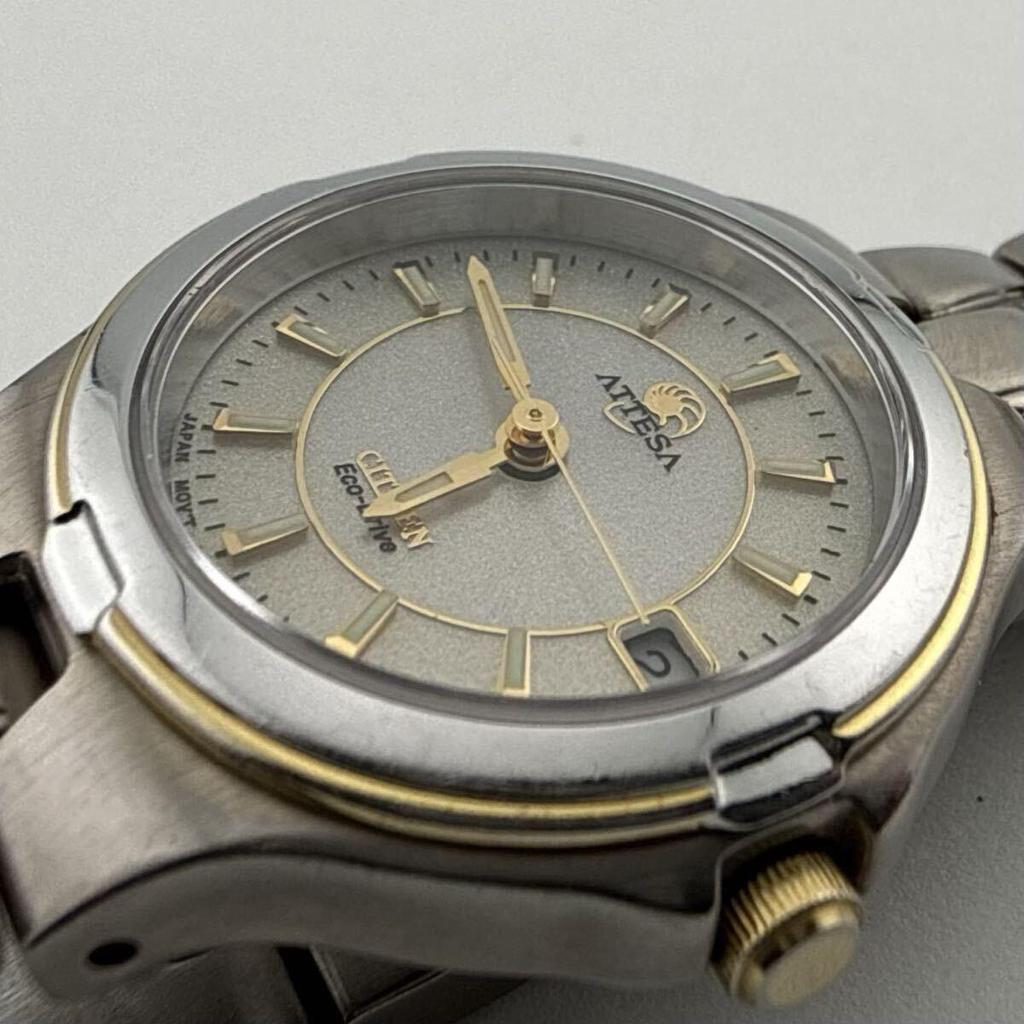 Used CITIZEN Attesa TITANIUM E010-K17977 Ladies' Boys' Watch Solar Working [F415]