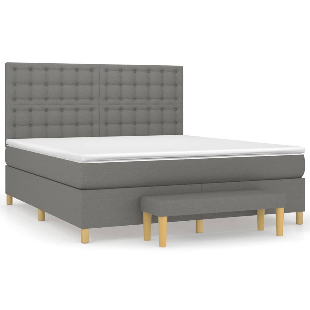 Box Spring Bed with Mattress Dark Grey 160 x 200 cm Fabric