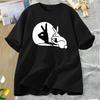 Funny Rabbit Hand Shadow TShirt Cute Cotton Short Sleeve T Shirt for Unisex Women Couple Short Sleeve Tops Harajuku Y2k Clothing