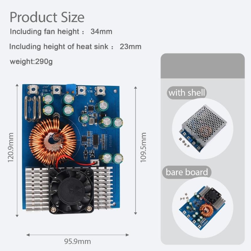 1000W 50A zu Konverterplatine Breit 25V 90V Eingang Einstellbar 2,5V 50V Ausgang Stabil Niedrig Einfache Installationen für DIY-Projekt