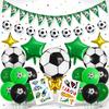 Soccer Themed Party Decorations Set with Balloons Banner Foil Stars and Soccer Ball Print Stickers for Birthday Event Celebration