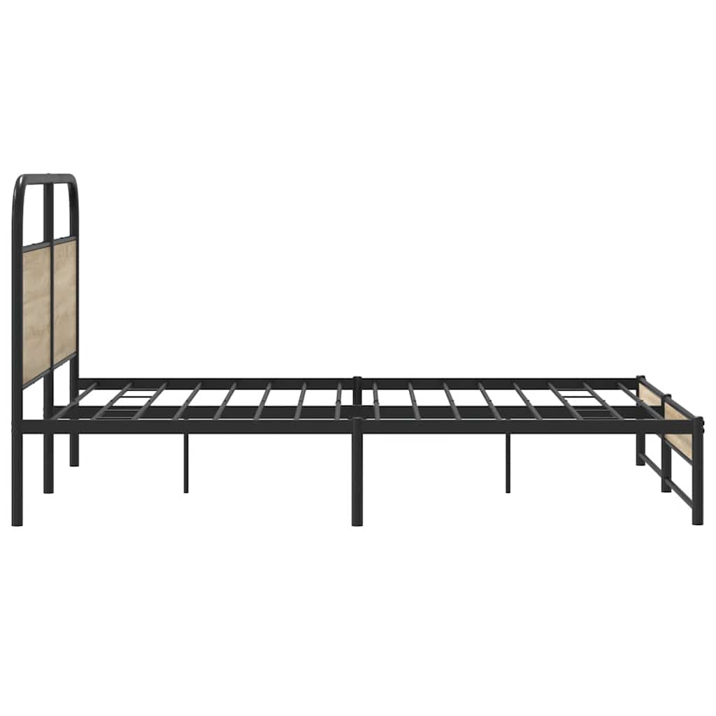 Vidaxl Metal Bed Frame, Without Mattress, Smoked Oak, 160X200 Cm