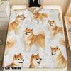 Cheerful Shiba Inu Throw Blanket - Watercolor Pet Pattern Soft Blanket for Sofa Bed