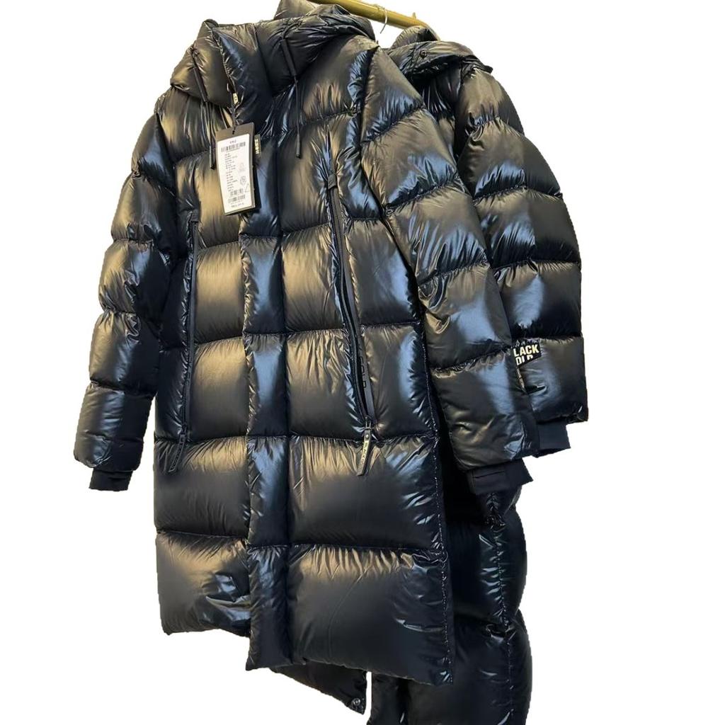 Direct supply goose down jacket women's medium and long black series puffs new couple long down jacket winter warm thickened coat
