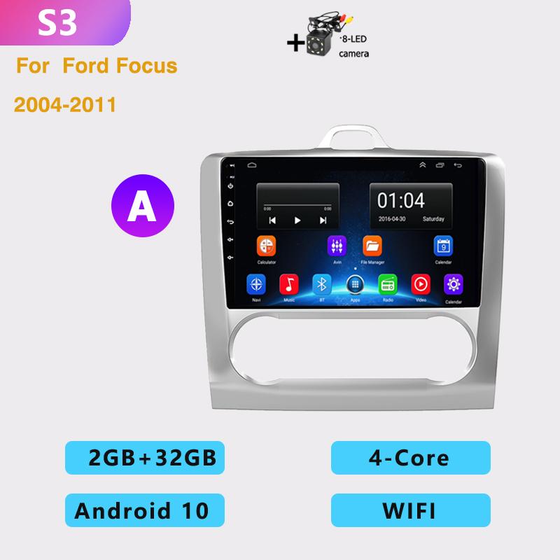 2din 9 Inch 8G+128G Android10 Car Radio Multimedia Carplay Auto GPS Navigation DSP For Ford Focus EXI MT 2 3 Mk2 2004 -2011