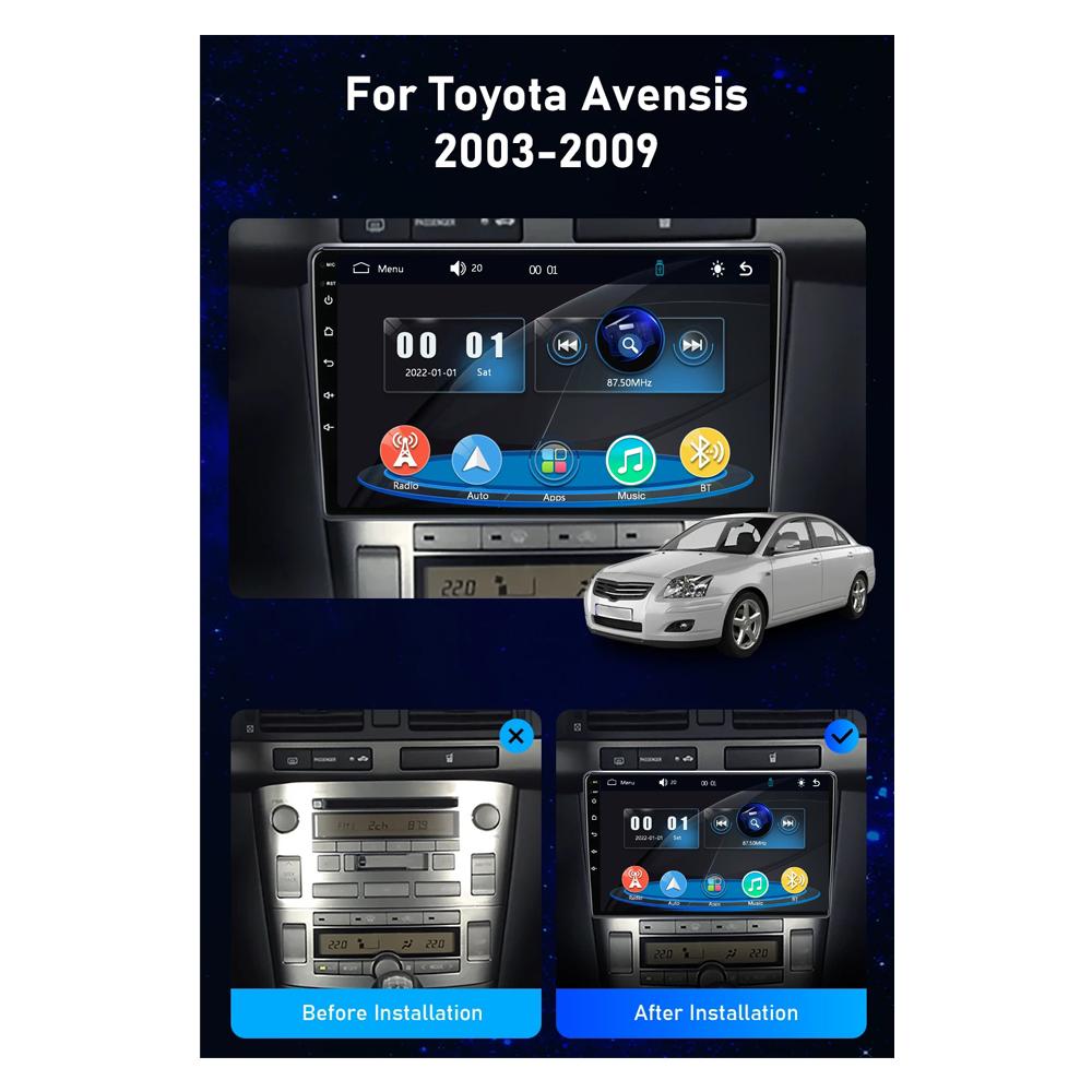 Icreative Car Radio Multimedia MP5 Player Head Unit Stereo BT For Toyota Avensis T250 2003-2008