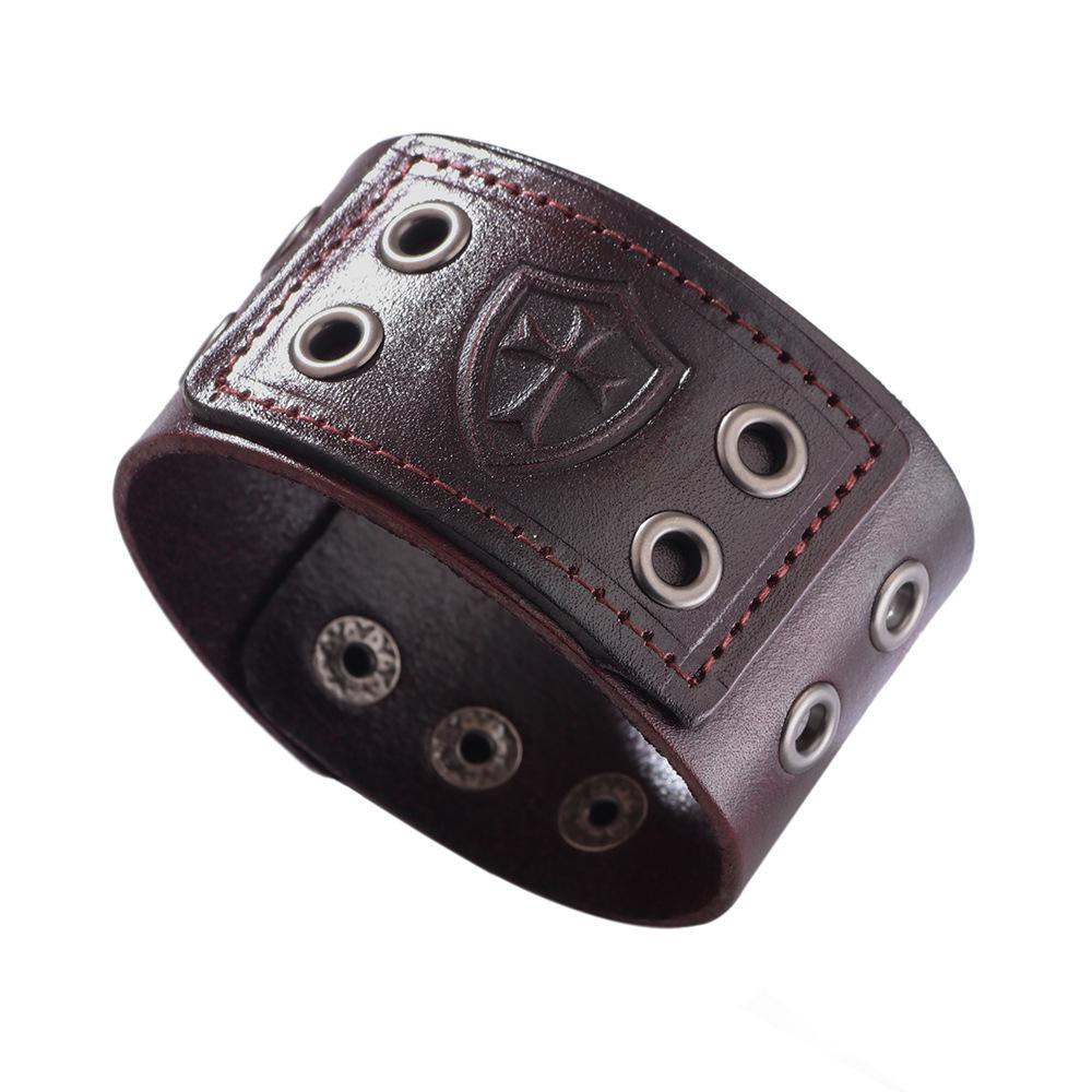Qinuo Vintage European and American Genuine Leather Bracelet - Classic Simple Design.