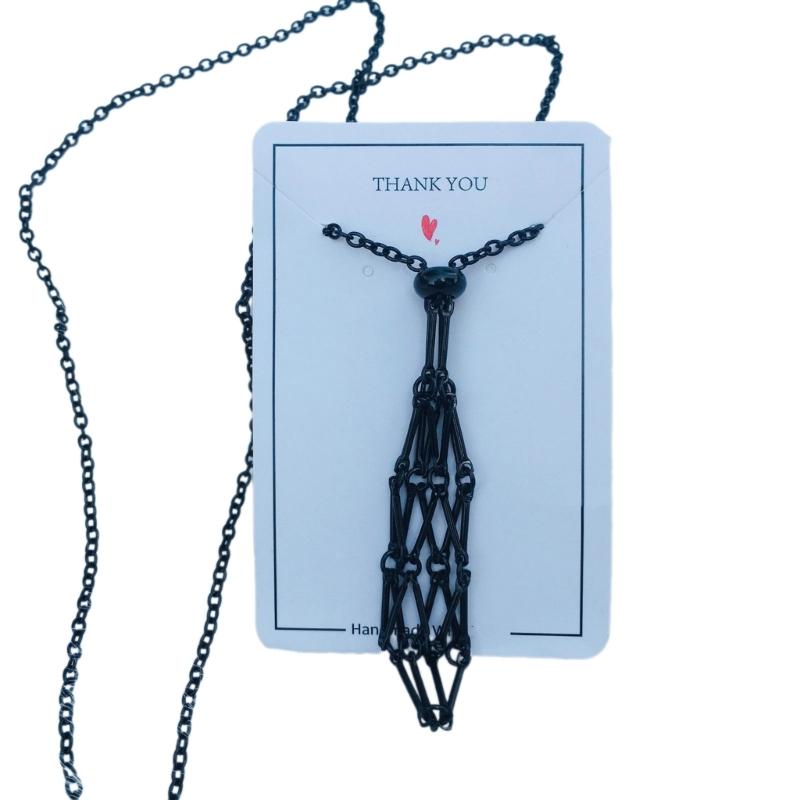 Empty Crystal Stone Holder Necklace Adjustable Natural Crystal Cage Necklace
