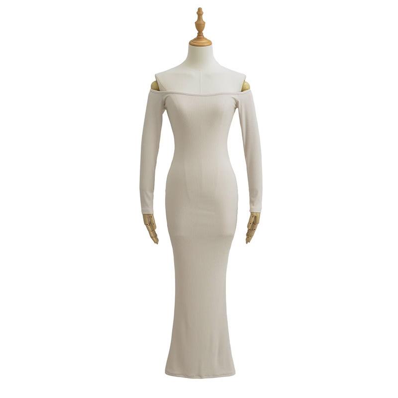 Women's One-Shoulder Off-the-Shoulder Fishtail Long Dress