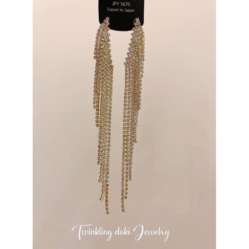 

Accessible Luxury Super Flash Women s Niche Design Tassel Earrings Pair of gold tassel earrings