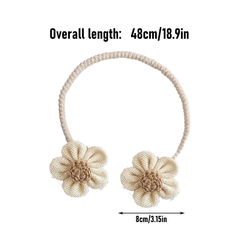 2 szt. Klamry do zasłon w kwiaty Dekoracyjne wiązania Sznur do wiązania Dekoracja pokoju dziecięcego Bez wiercenia Ozdobne wiązanie do zasłon