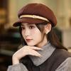 Flattening Cap Women, Beret Newsboy Hat for Small Face, British Style Autumn Winter Octagonal Hat