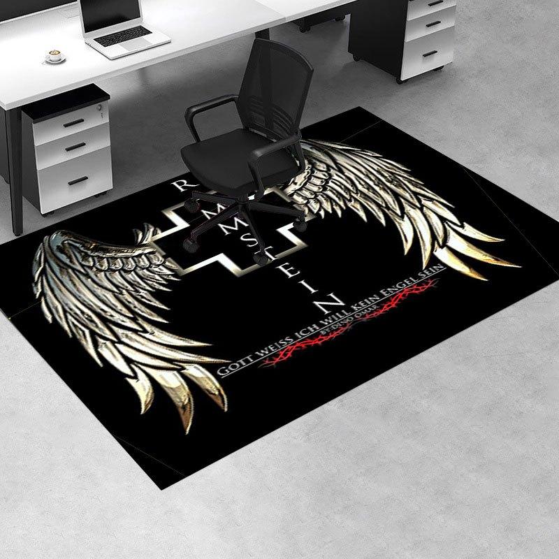 Rammstein Wings Metal Cross T-Shirt Men Women Unisex Black White Gold SilverOffice Mat Perfect for Home Decor Office Desk Chair Rugs Chair C