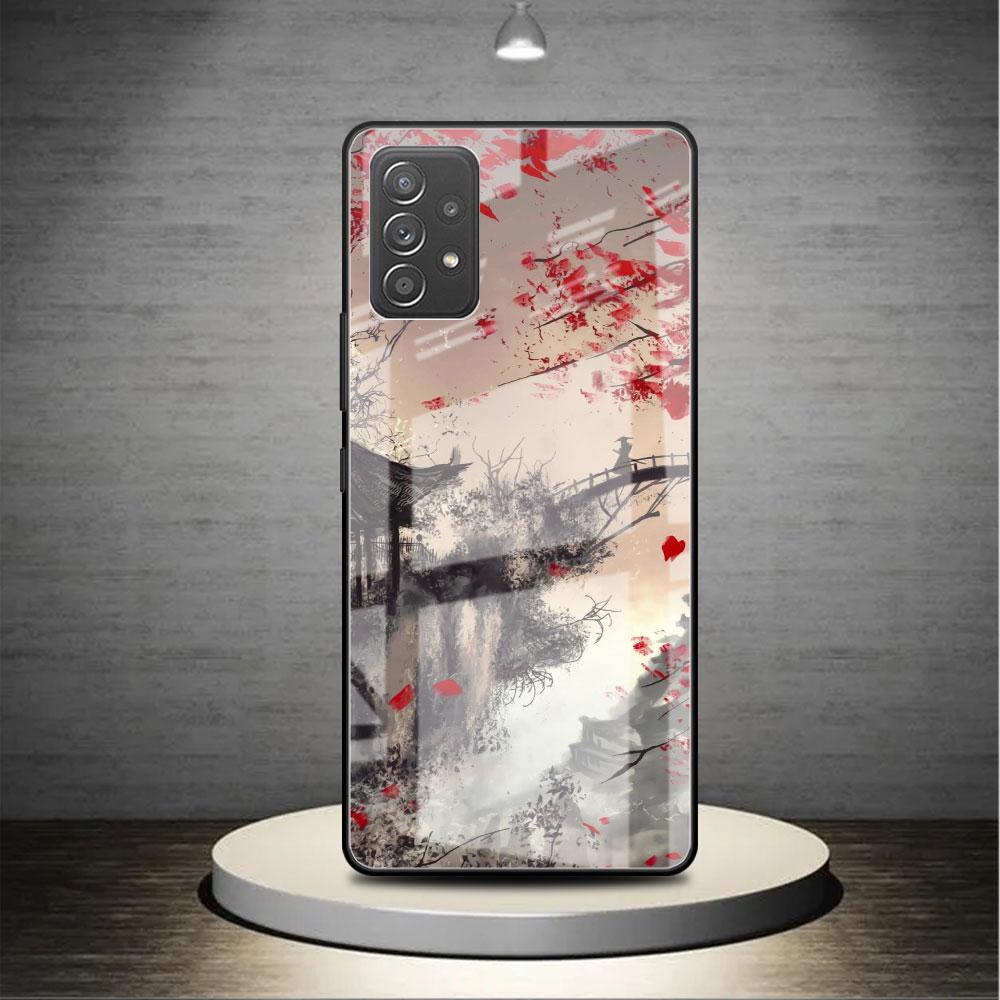 Landschaft Tusche Samurai Kunst Glas Hülle Für Samsung Galaxy A52 A71 A50 A51 A70 A21s A31 A72 A10 A12 A30 A22 5G Handyhülle