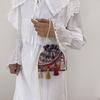 Colorful Female Crossbody Bag Floral Printed Women Shoulder Bag Woven Bucket Bag  Travel