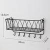 Bathroom Shelf, Kitchen Wall Spice Shelf with 6 Hooks & Rod Letter Tray